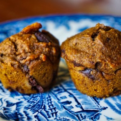 Spiced Pumpkin Chocolate Chip Muffins | Jessie @ The Happiness in Health